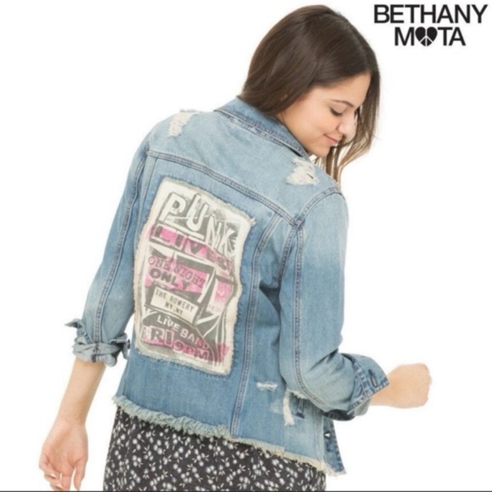 Aeropostale X Bethany Mota Blue Distressed Jean Jacket - Size L